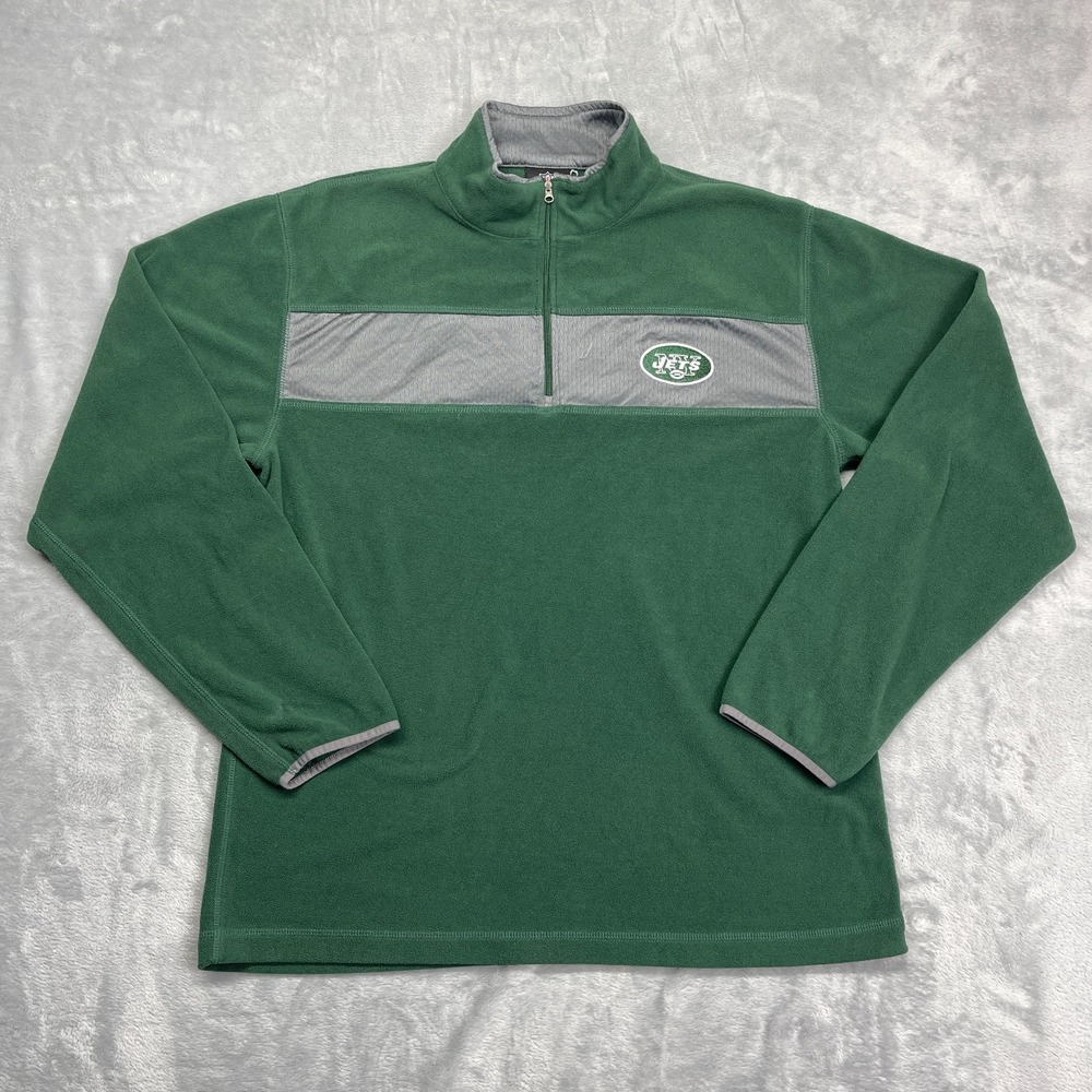 New York Jets 1/4 Zip Pullover Mens Medium Green Fleece NFL Football Sports